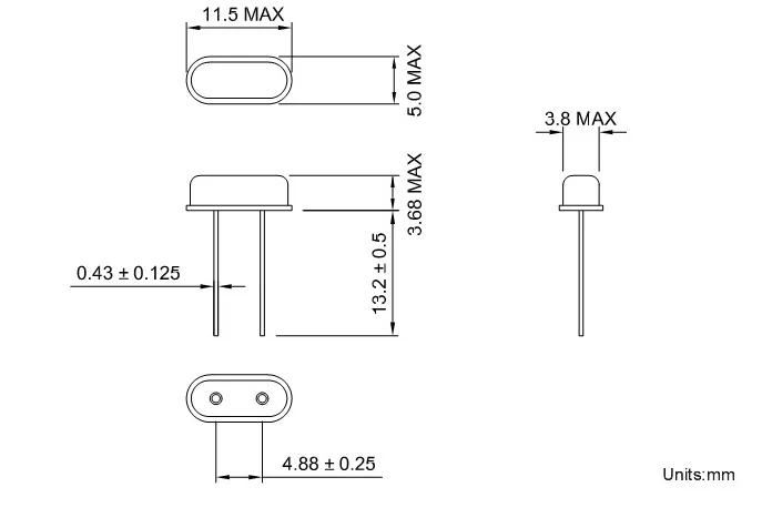 (20pcs) HC-49S 4m/6m/8m/10m/12m/11.0592m/16m/20m/24m/25m/27m/30m/32m/48m/50mhz 49S 2-DIP 20PF 20PPM Passive crystal oscillator