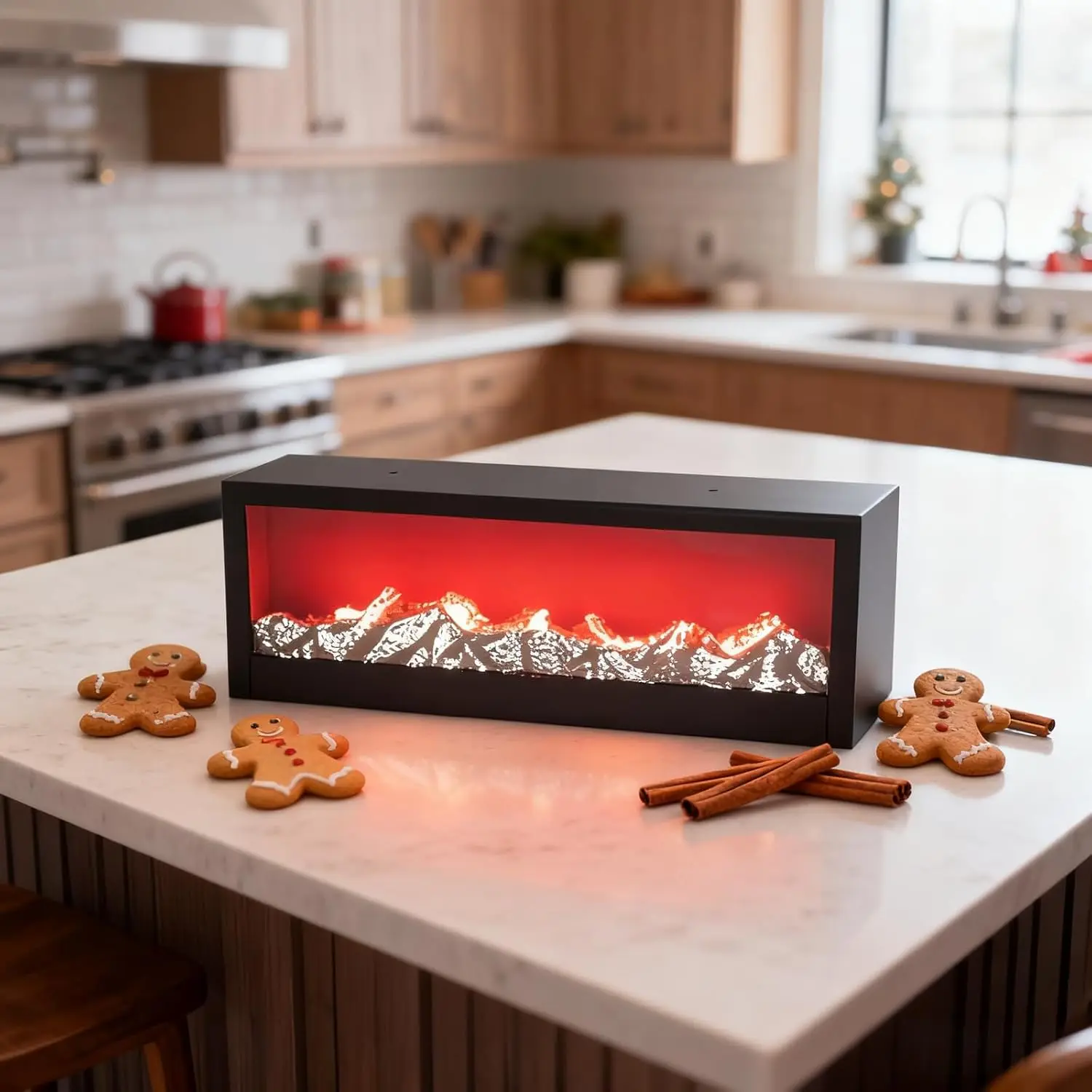 مدفأة LED صناعية محمولة مع تأثير لهب مزيف يعمل بمنفذ USB/بطارية، سجلات حريق كهربائية مزخرفة