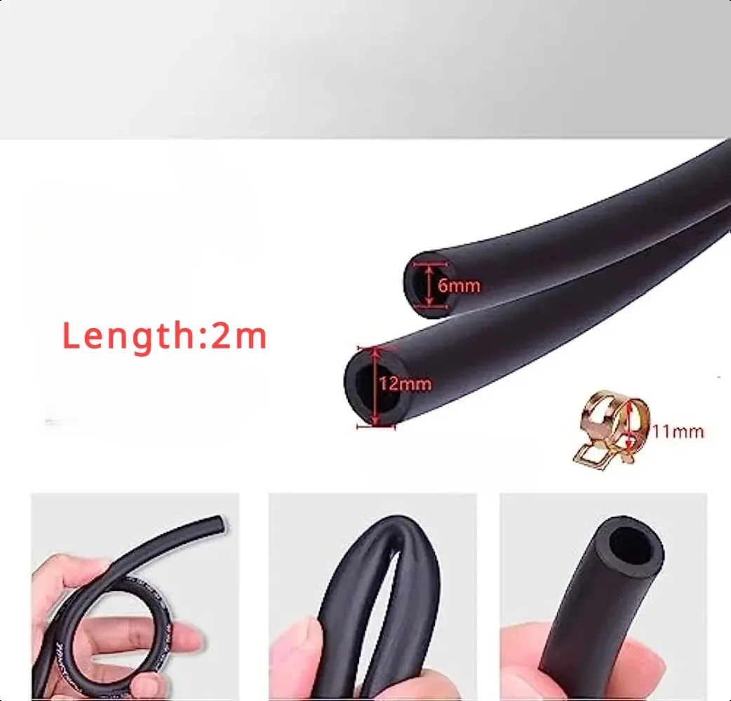 10pcs ID 6mm Fuel Hose Fuel Pipe Oil Resistant Pressure Resistant Hose 2m Dedicated Hose Clips OD 13mm