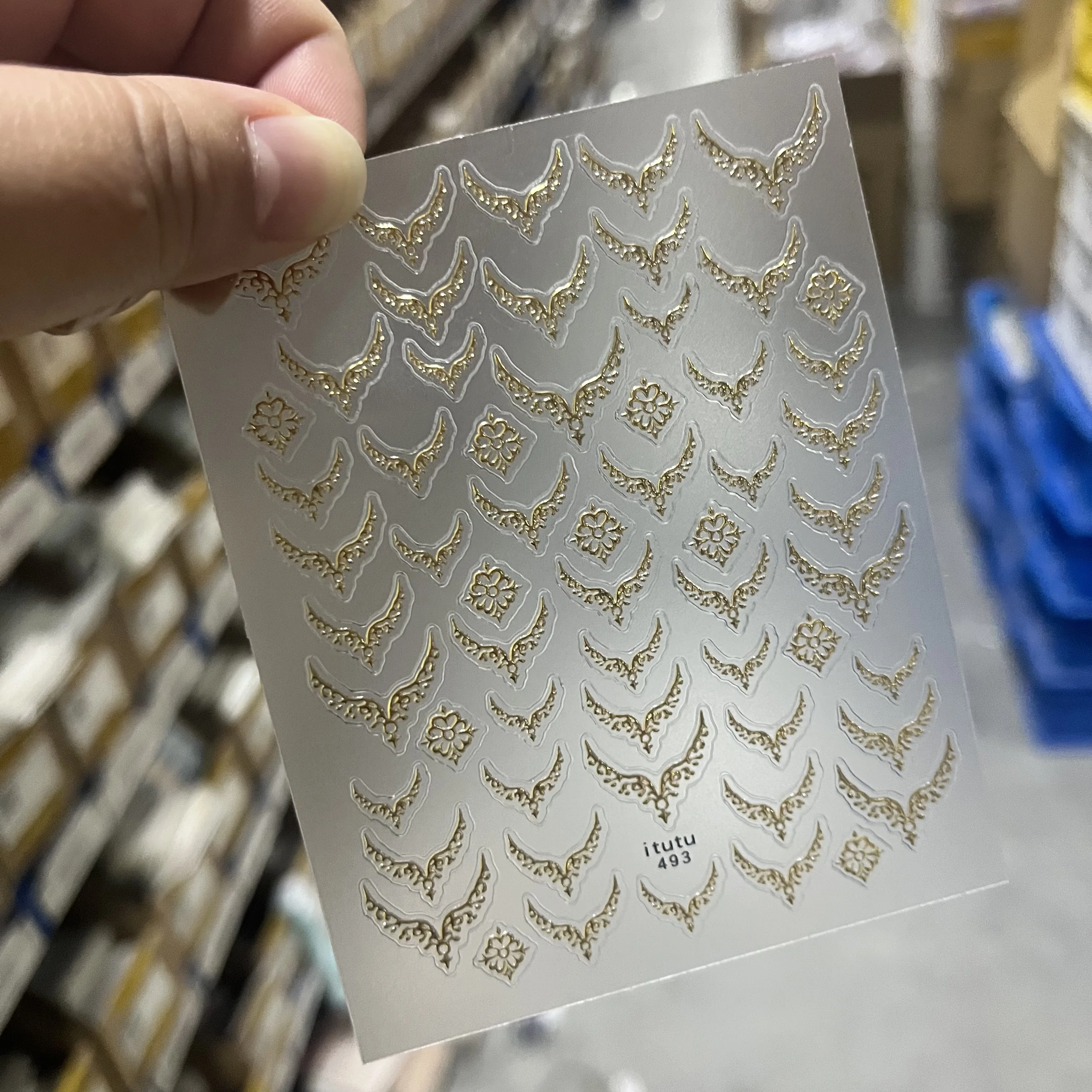 1Pc 3D Gold Lace French Nail Art Stickers Metallic Bronzing V-Shape & Flower Nail Decals for Elegant Manicure & Wedding Nail Art