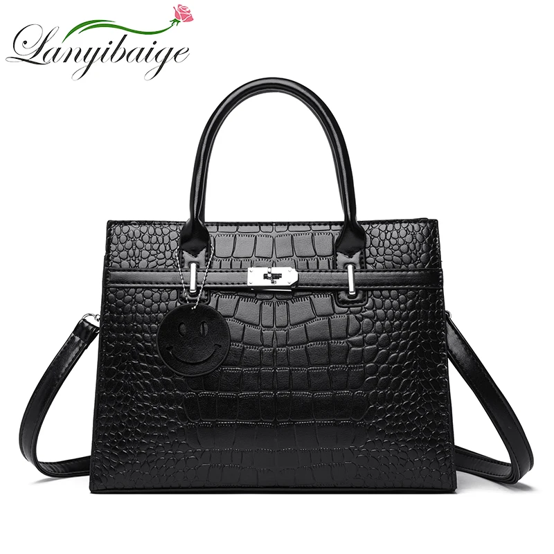 

Luxury Patent Leather Women Bags Designer Crocodile Pattern Handbags Purses Ladies Large Shoulder Crossbody 2024 Tote Sac A Main