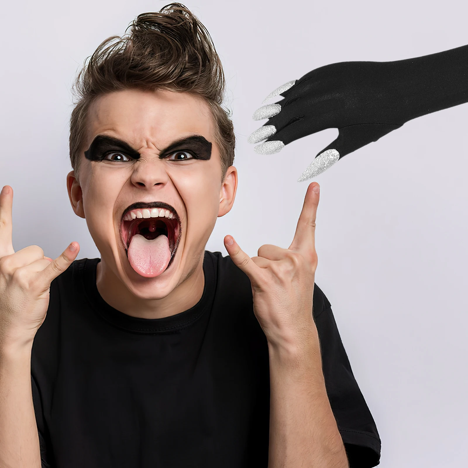 

Long Nail Gloves Elastic Fingernails Full Finger Scary Halloween Costume Props Fits Many People Durability