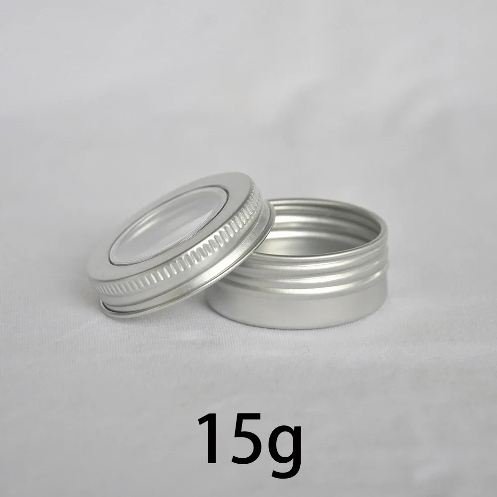 

15g Empty Aluminum Window Jar 15ml Lip Balm Travel Packaging Cosmetic Cream Container mini Tin Refillable Metal Bottle