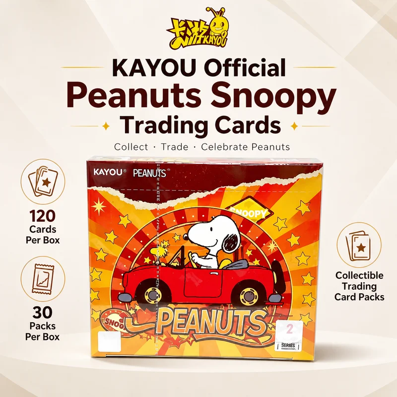 Kayou Official Pea Nuts Snopy Trading Cards Full Box 30 Packs 120 Pcs Classic Cartoon Collectible Cards