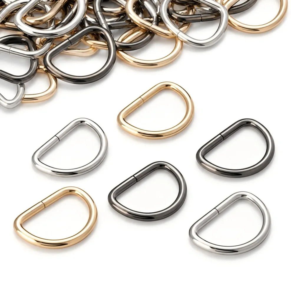 5-100 Pcs Solid Zinc alloy D Rings Buckles for Bag Strap Belt Purse Webbing Dog Collar 13-38mm Inner Width Leather Craft DIY