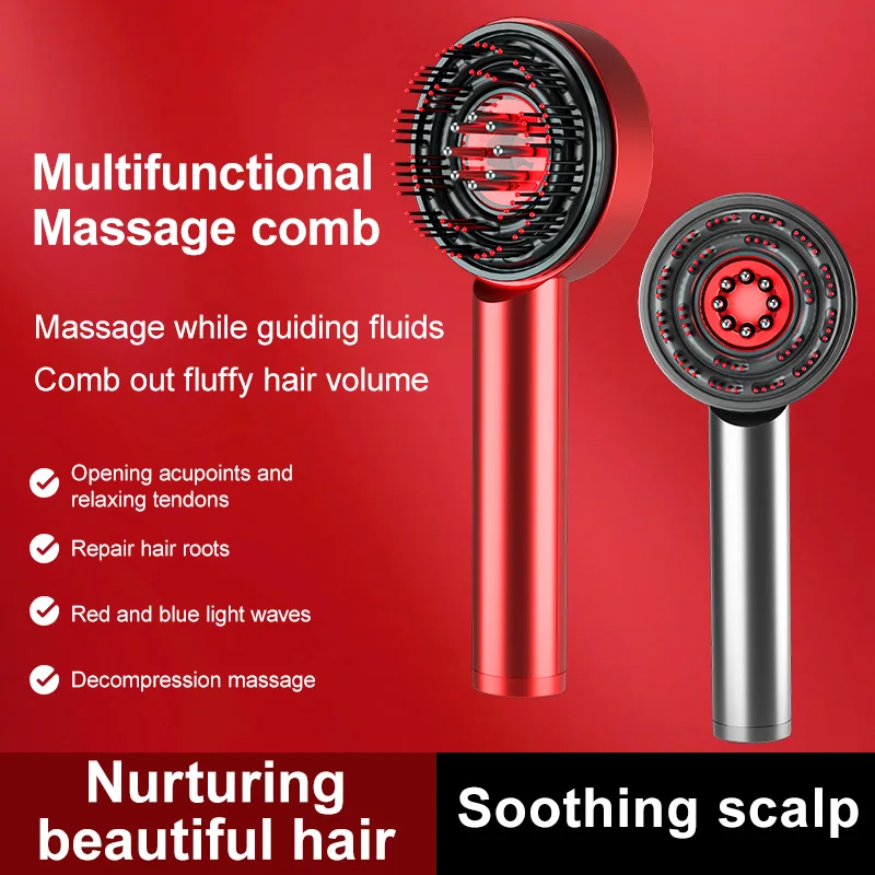 Electric Red Light Head Massage Comb Scalp Itching Hair Loss Serum Applicator Scalp Care  Relaxation Hair Growth Tool