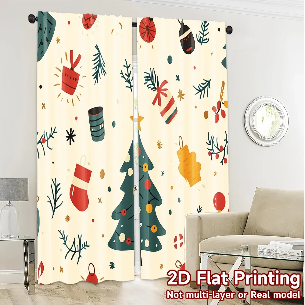 2 قطعة ، ستائر شجرة عيد الميلاد ثلج هدية الشتاء (3) ستائر أنيقة ومعالجة النافذة ستائر غزل متعددة الاستخدامات جميع المعيشة #4