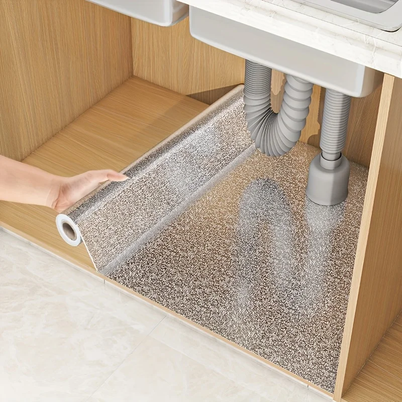 بطانة من رقائق الألومنيوم لحوض المطبخ - مقاومة للماء، غير قابلة للانزلاق، سهلة التنظيف، مثالية لحماية الخزانة، حصيرة درج مقاومة للرطوبة #3