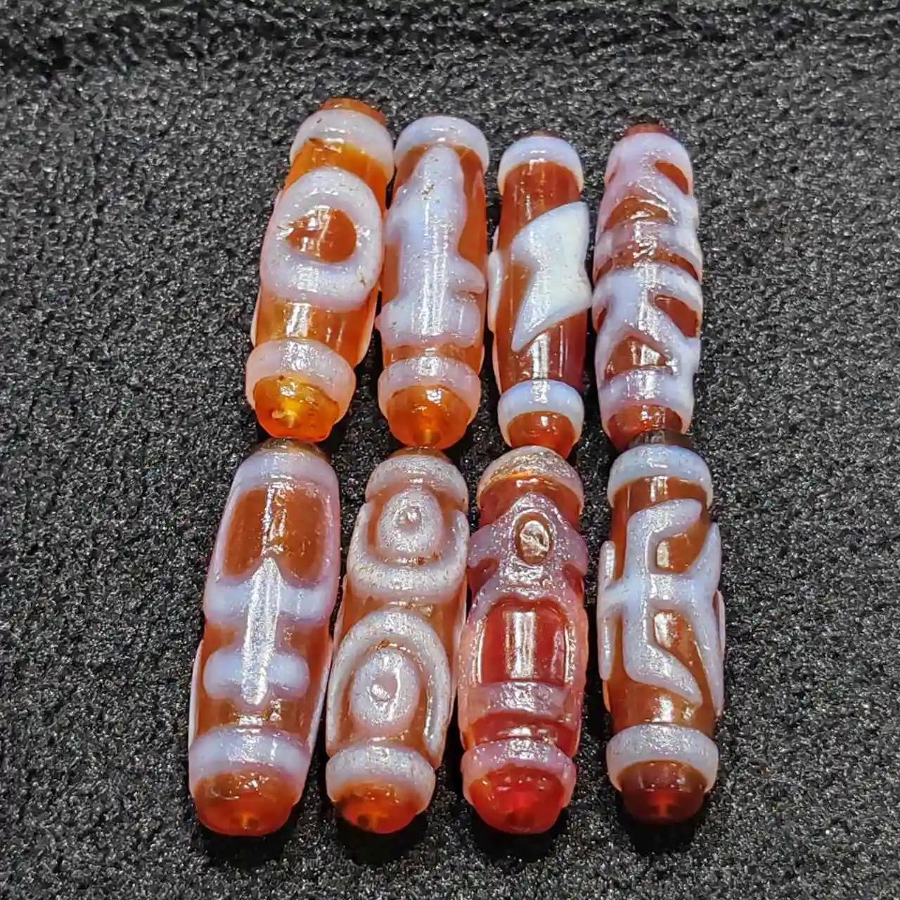 Tibetan Agate Dzi Etched Noble Qiankun Wealth God and Other Multi totem Heavenly Beads Necklace Pendant DIY Accessories