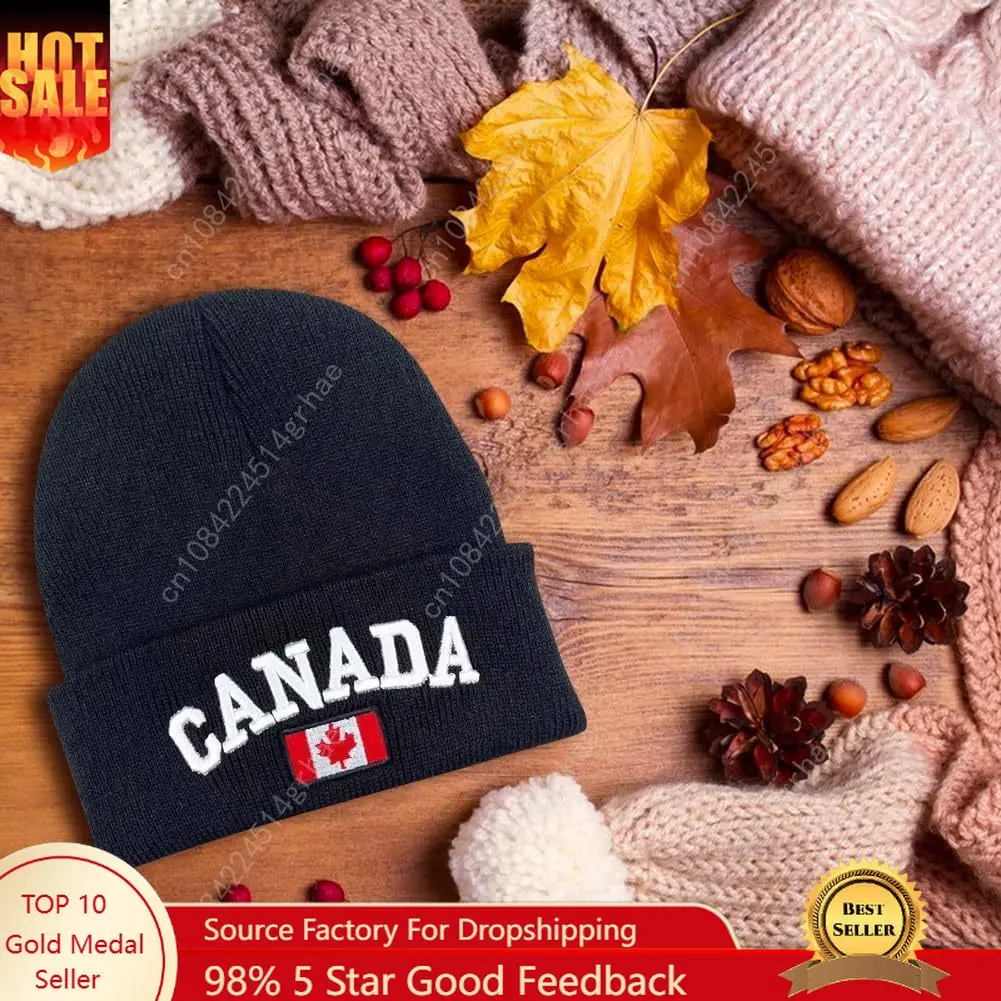 

2 Pcs Canada Maple Leaf Beanie Hats Embroidered Canada Flag Beanie Hat Canadian Themed Winter Warm Patriotic Knit Cap