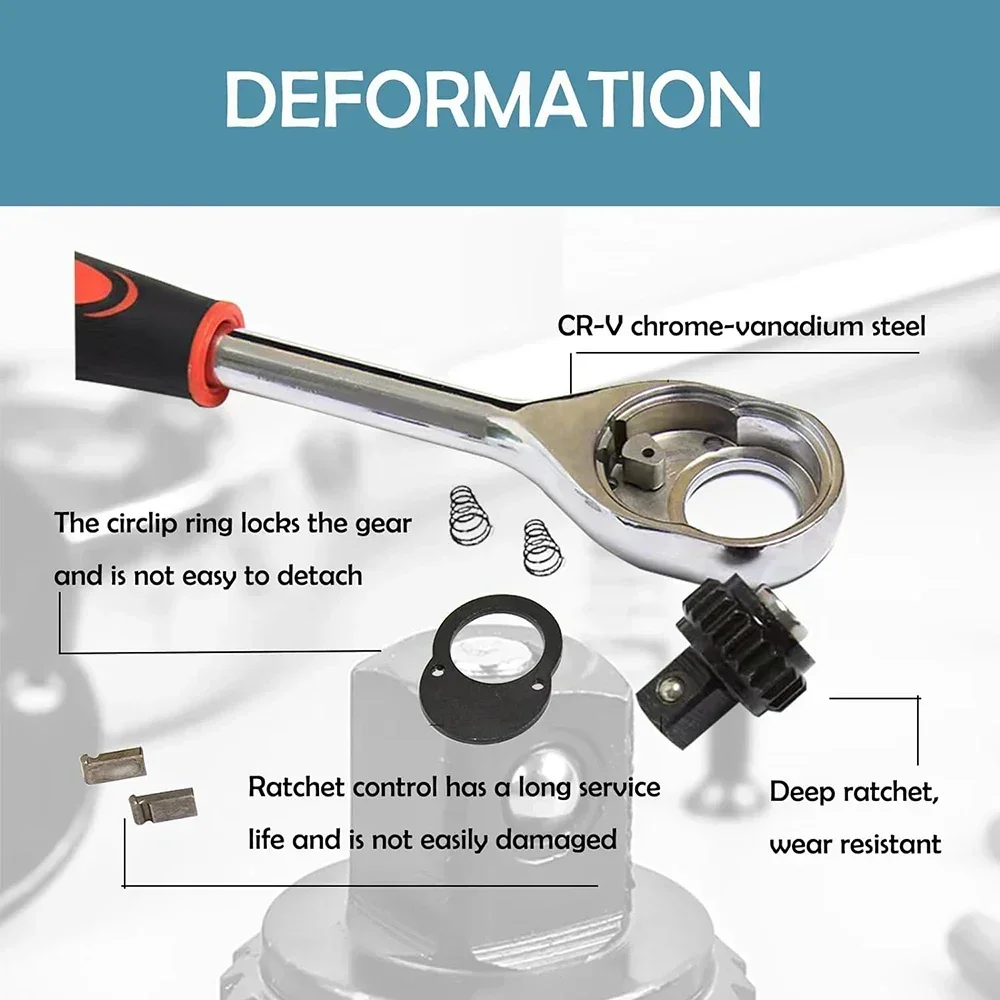 12 in 1 Combination Set Vanadium Steel Torque Ratchet Wrench Set 1/4 \