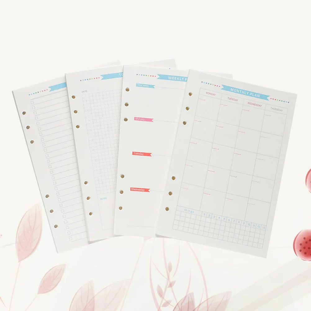 1 set A6 Loose Leaf Filler Paper 6-Hole Fit For Planner Notebook Replacement Period Monthly Weekly Daily To Do List Premium