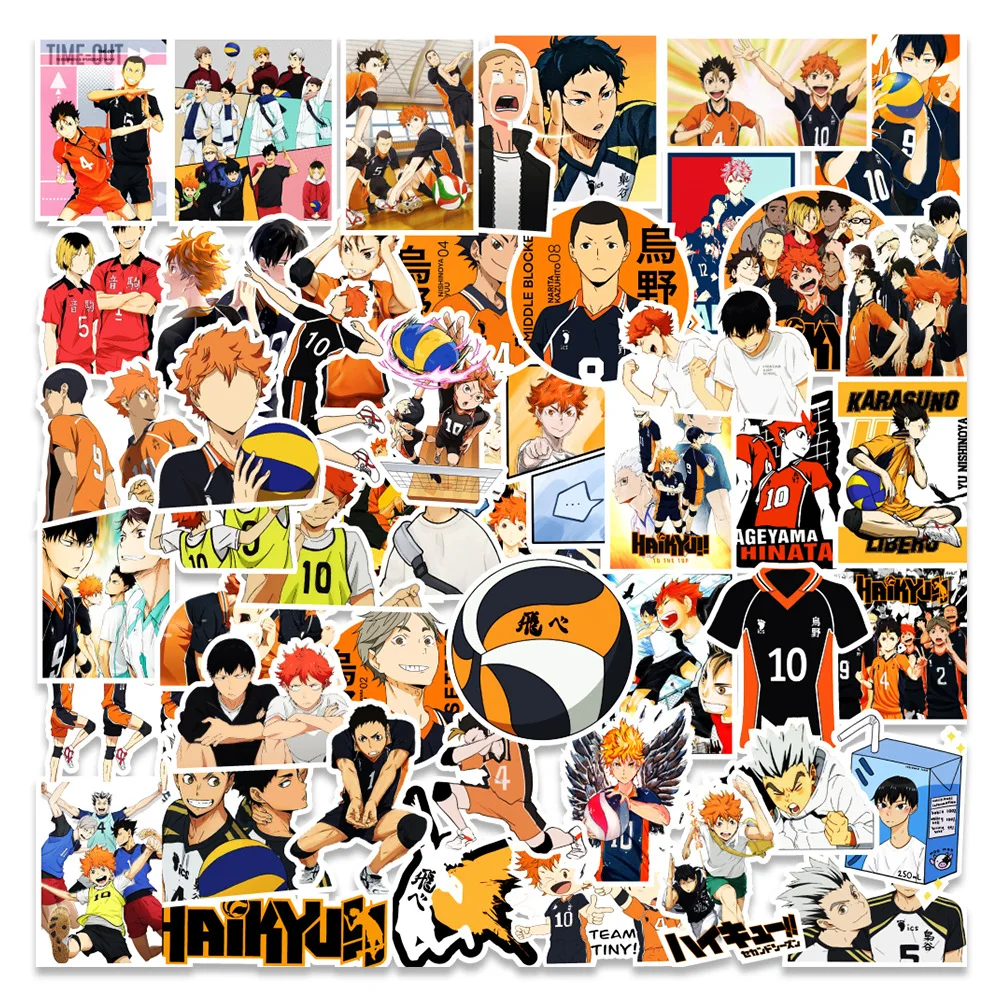 10/30/50pcs Haikyuu!! Cartoon Stickers Decals Graffiti Phone Case Luggage Laptop Waterproof Cute Kids Anime DIY Sticker Toy Gift