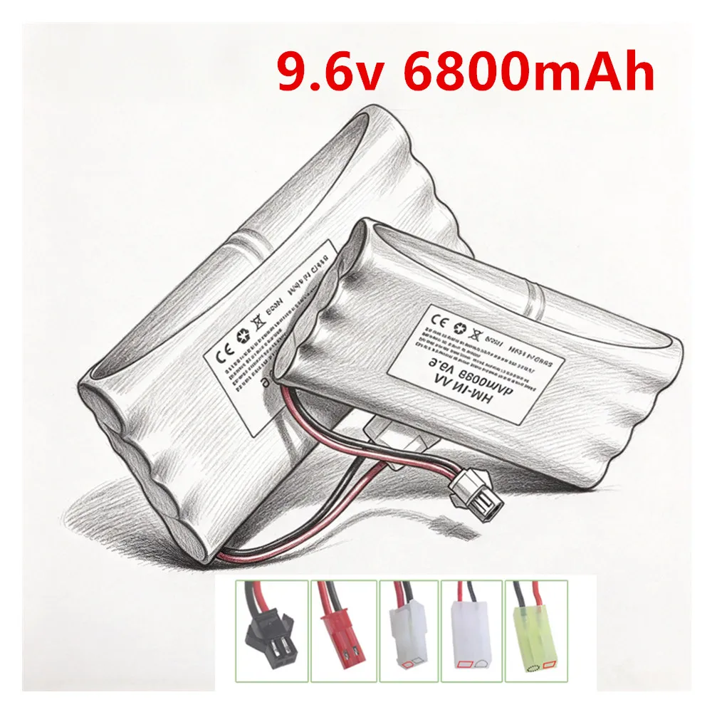 NiMH AA 9.6v Batteries 9.6V 6800mAh Rechargeable Battery With Tamiya/SM/JST Connector For Rc toys Cars Tanks Trucks Rc Boat