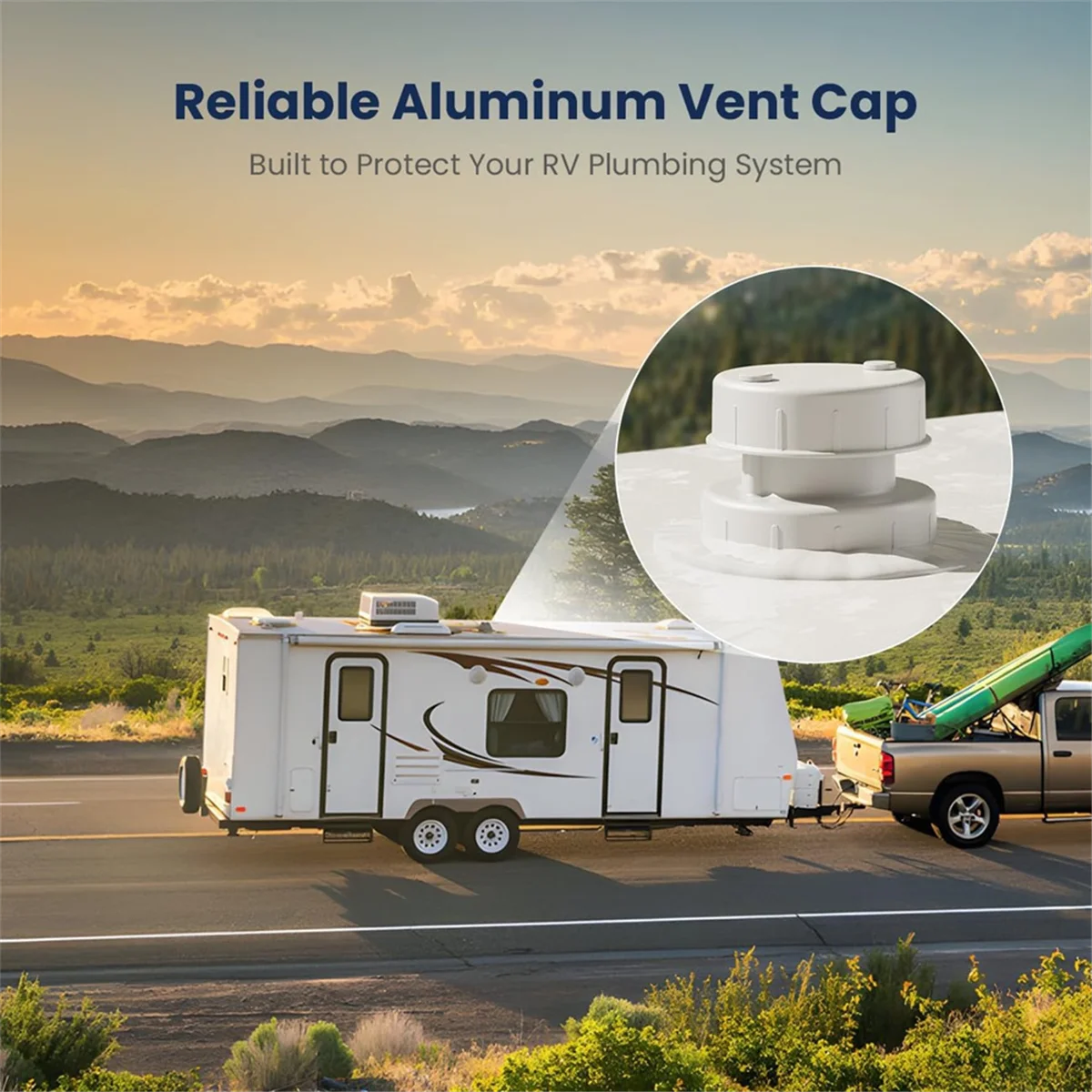 

SSR Aluminum RV Roof Sewer Plumbing Vent Cap Kit- Exterior Accessories for Trailers, Campers, and Motorhomes 1 Pack