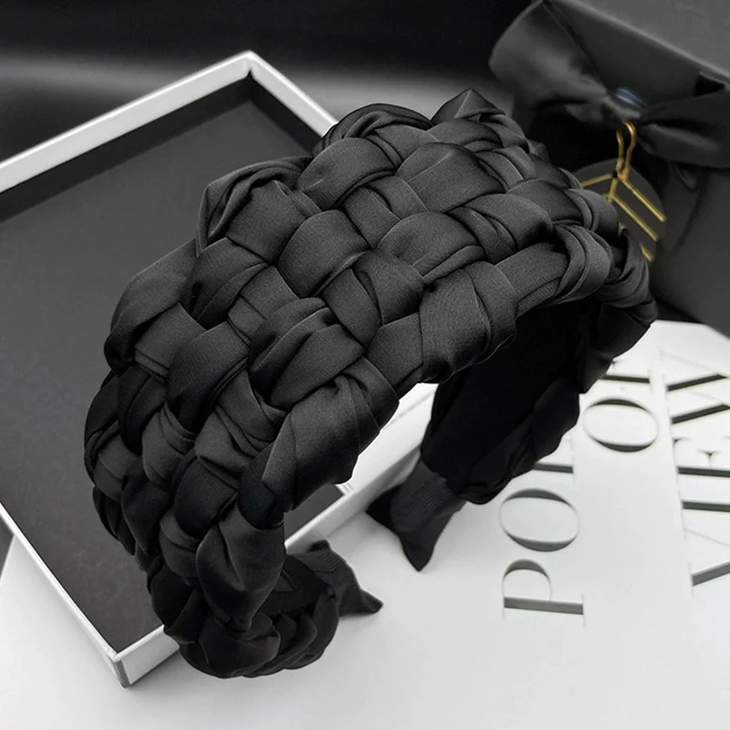 4,5-5 см потрясающие широкие женские головные уборы из атласной ткани плетеные повязки на голову для женщин дамы повседневные покупки вечерние обруч для головы аксессуары