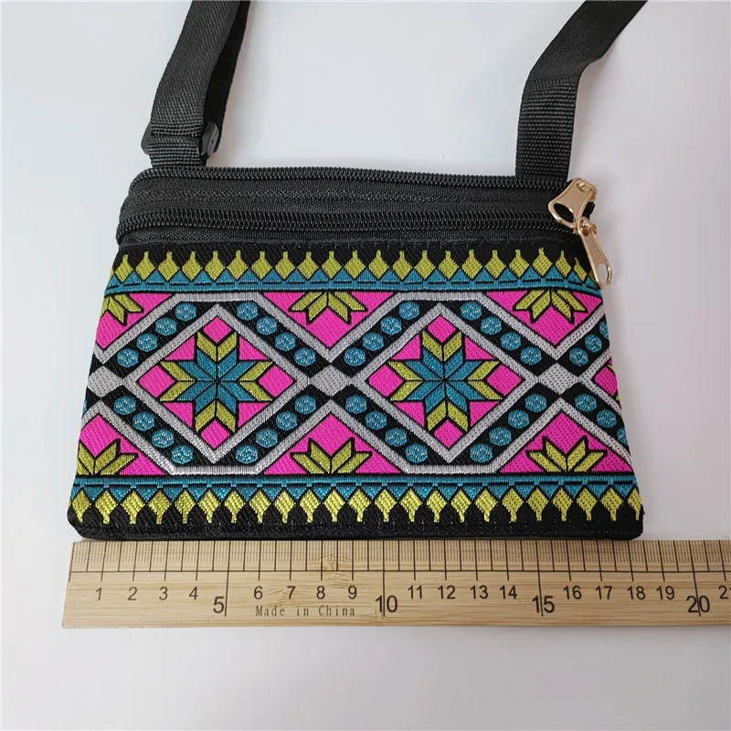 Bolsa de pano bordada feminina, bolsa estilo étnico, bolsa diagonal zero, 2023