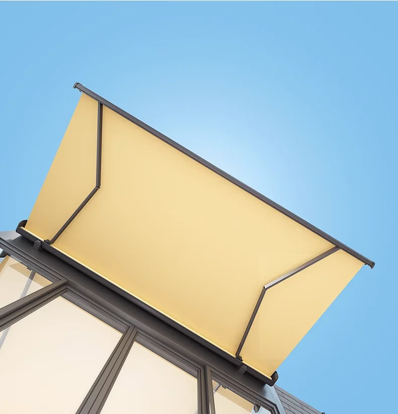 Outdoor Electric Retractable Aluminum Frame Roof Awning Windproof Acrylic Fabric Window Sunshade PVC Polyester Sail Material