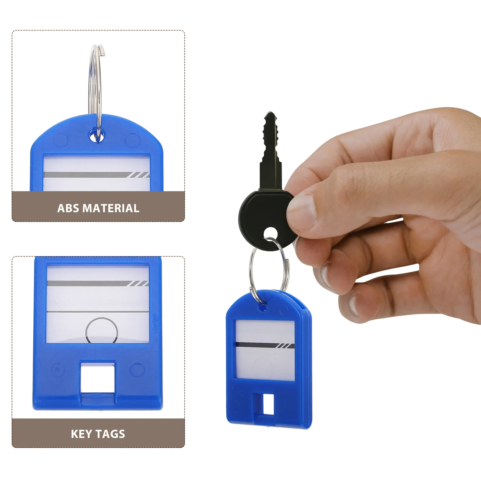 50 قطعة العلامات الرئيسية البلاستيك مفتاح معرف تسميات قابلة لإعادة الاستخدام غير قابل للصدأ سبليت حلقة سلاسل المفاتيح للأمتعة فندق رياضة ساونا عنبر #6