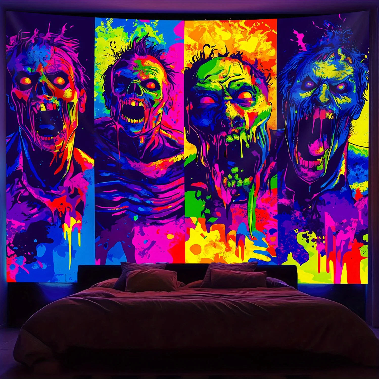 VIKAMA Halloween Zombie Tapestry Living Room, Bedroom, Game Room Holiday Party Wall Decor Hanging Home Decor