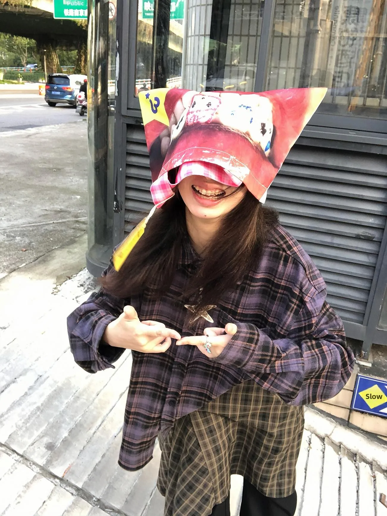

Loose Sakura Patterned Casual Shirt Color Block Spring Autumn Versatile Medium Length Women's Fashion Outerwear