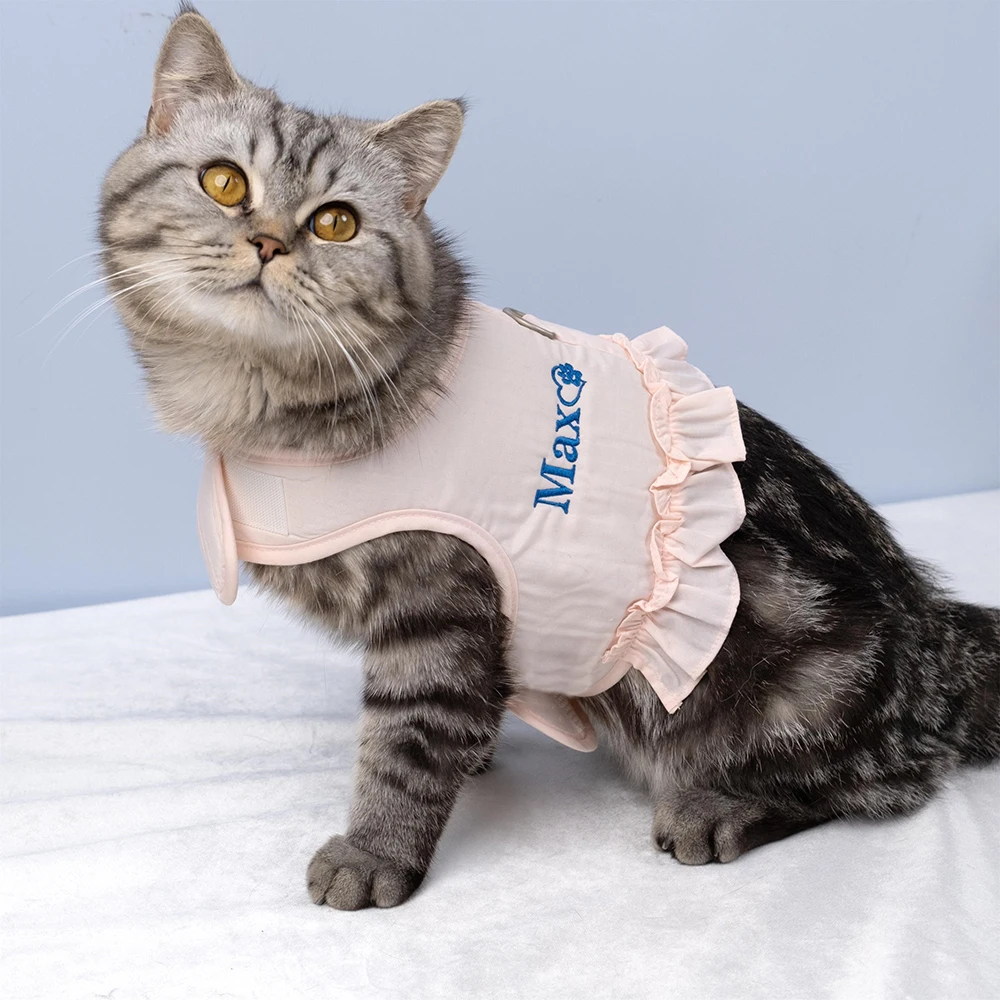 

Personalized Pet Clothes with Embroidered Name Pet Harness Small Dog Clothes with Leash Custom Pet Clothes for Puppy Pets Gifts