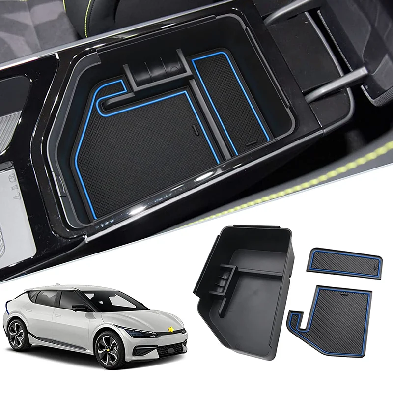 

For 2022+ Kia EV6 Center Console Organizer Insert ABS Materials Tray Armrest Secondary Storage Box Latest Interior Accessories