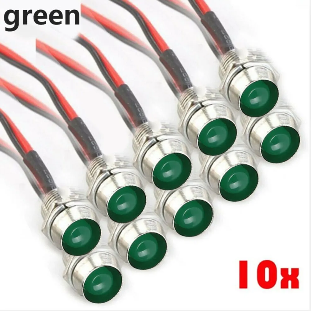 Quality New Practical LED Indicator Light 10 Pcs Bulb DC 12V Green Lamp Warn Light Waterproof Pilot Dash Panel