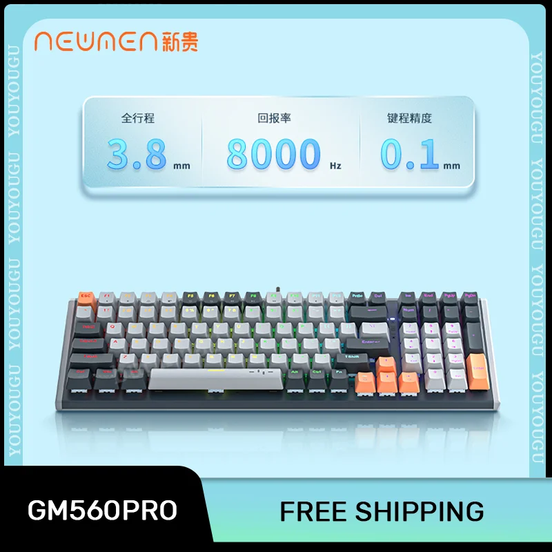 

Newmen Gm560pro Gaming Mechanical Keyboard Wired Keyboard RGB Magnetic switch 100Keys Waterproof Hot Swap Custom Gamer Keyboards