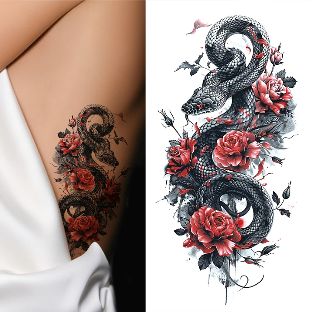 Waterproof Men's Temporary Hand Tattoo Snake Dragon Fake Tattoo for Women Body Art Disposable Small Arm Tattoo Sticker