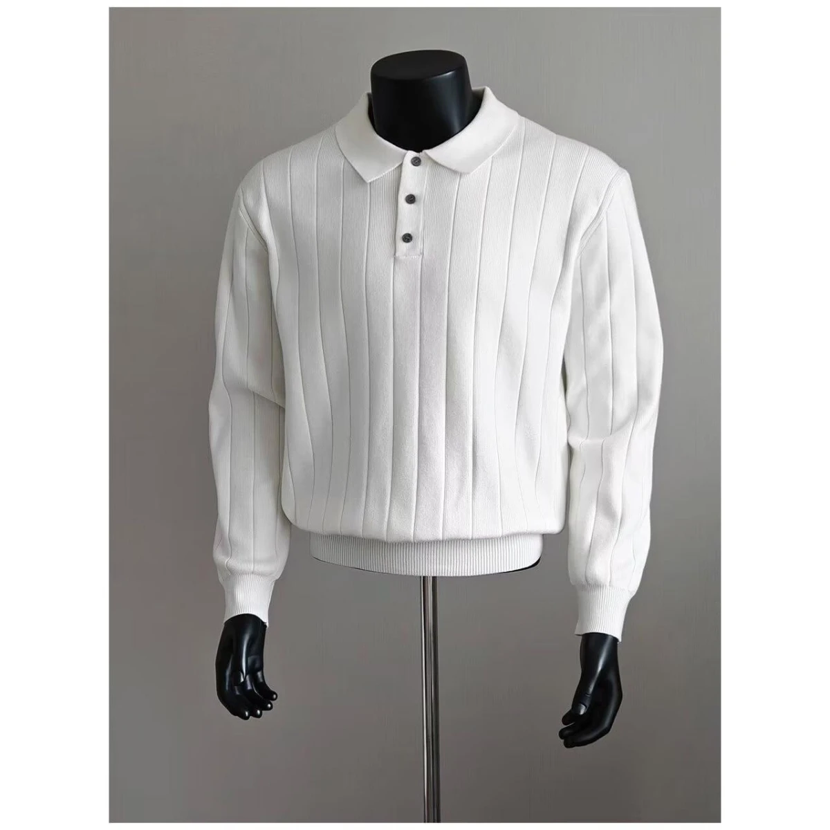 

Classic Striped Ne Long Sve Knitwear Men's Slim Fit Busin Casual Sweater Autumn Season Faionable Polyester Fiber