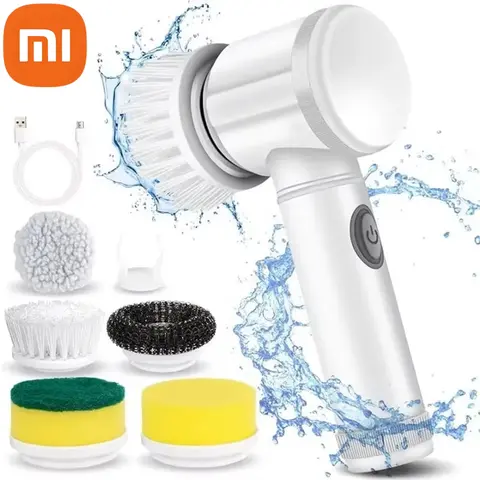 Xiaomi 파워 스크러버 5 교체 가능한 브러시 헤드 전기 스핀 스크러버 욕실 청소 브러시 파워 스크러버 전기 브러시 홈
