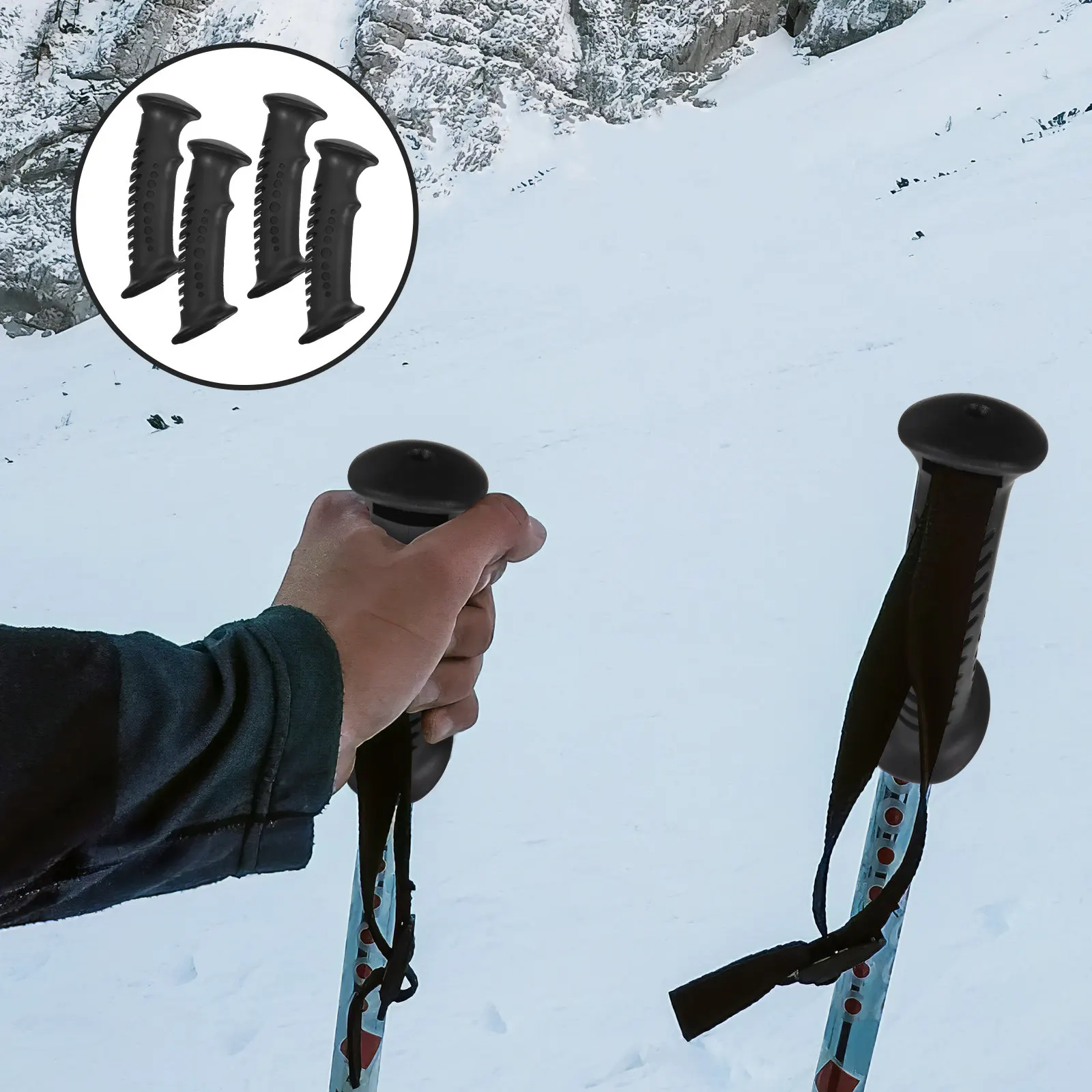 

Комплект из 4 сменных рукояток для треккинговых палок: портативные, противоскользящие, удобные, для кемпинга, походов, катания на лыжах