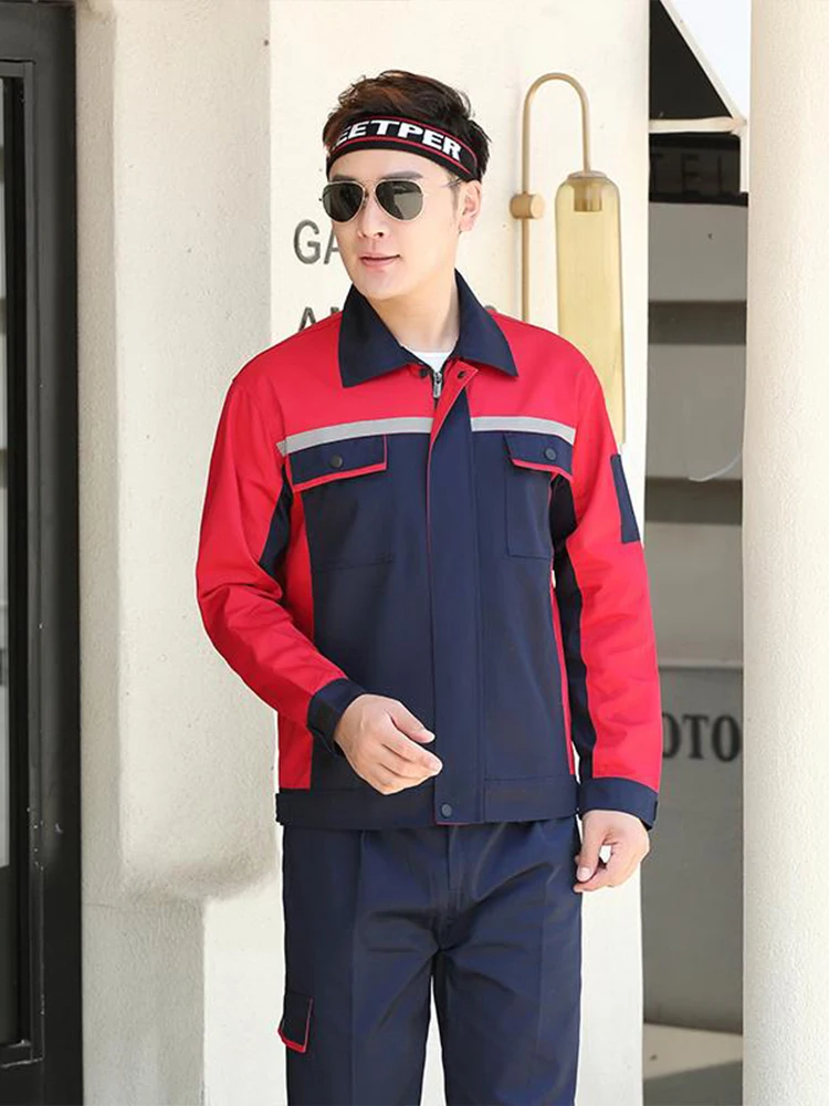 プロ仕様 多業種対応 作業服 反射材付き 長袖 ユニフォーム 工具ポケット付き メカニック 建設 修理サービス カバーオール