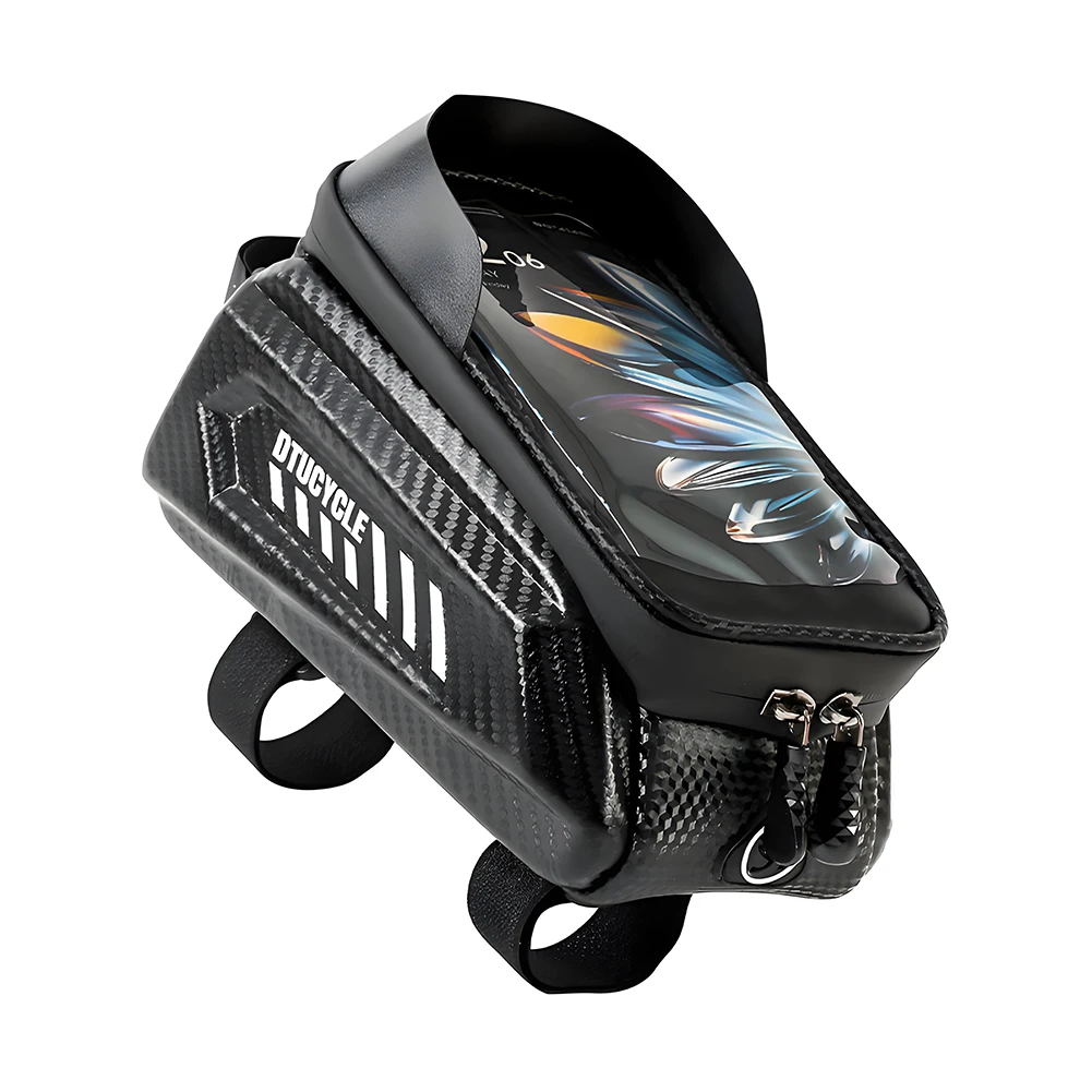 1.5L Bike Frame Front Tube Bag 7.4 Inch Touchscreen Hard Casing Bike Bag Waterproof Bike Phone Mount Pouch Bike Accessories