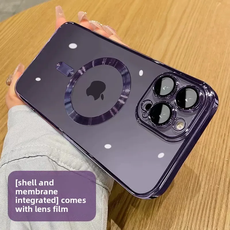 حافظة مغناطيسية شفافة لهاتف آيفون 17 16 15 14 برو ماكس بلس حماية العدسة لغطاء حافظة شحن لاسلكية Magsafe