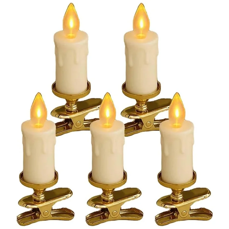 A25F-Festival Clip Led per candele natalizie Clip su candele per albero di Natale Candele tremolanti a batteria