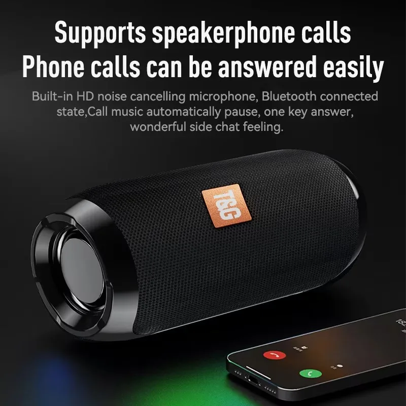 Tg117 Mini for Bluetooth Speaker with RGB LED Lighting & Wireless Subwoofer High Quality for Home Outdoor Use Powered by Battery