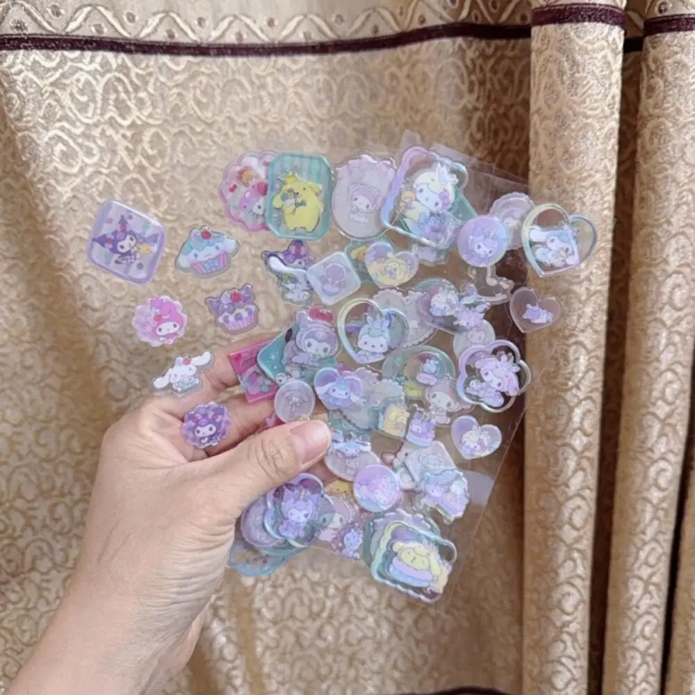 

Sanrio Cinnamoroll Kuromi Melody Frosted Glass Series Three-Dimensional Stickers Diy Notebook Pencil Case Reward Friends Gift