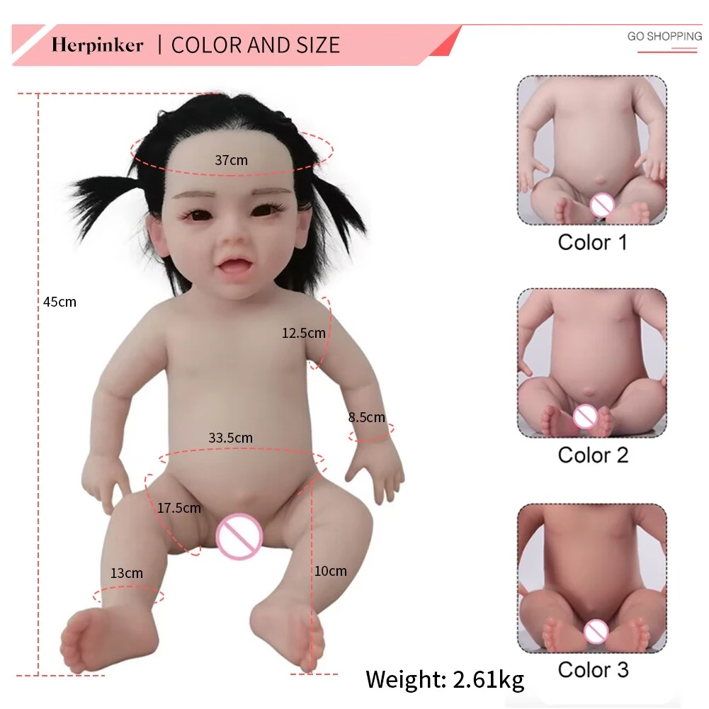 45 cm 100% silicone pieno realistico bambola rinata giocattoli per bambini compleanno regalo festival per bambini accompagnamento