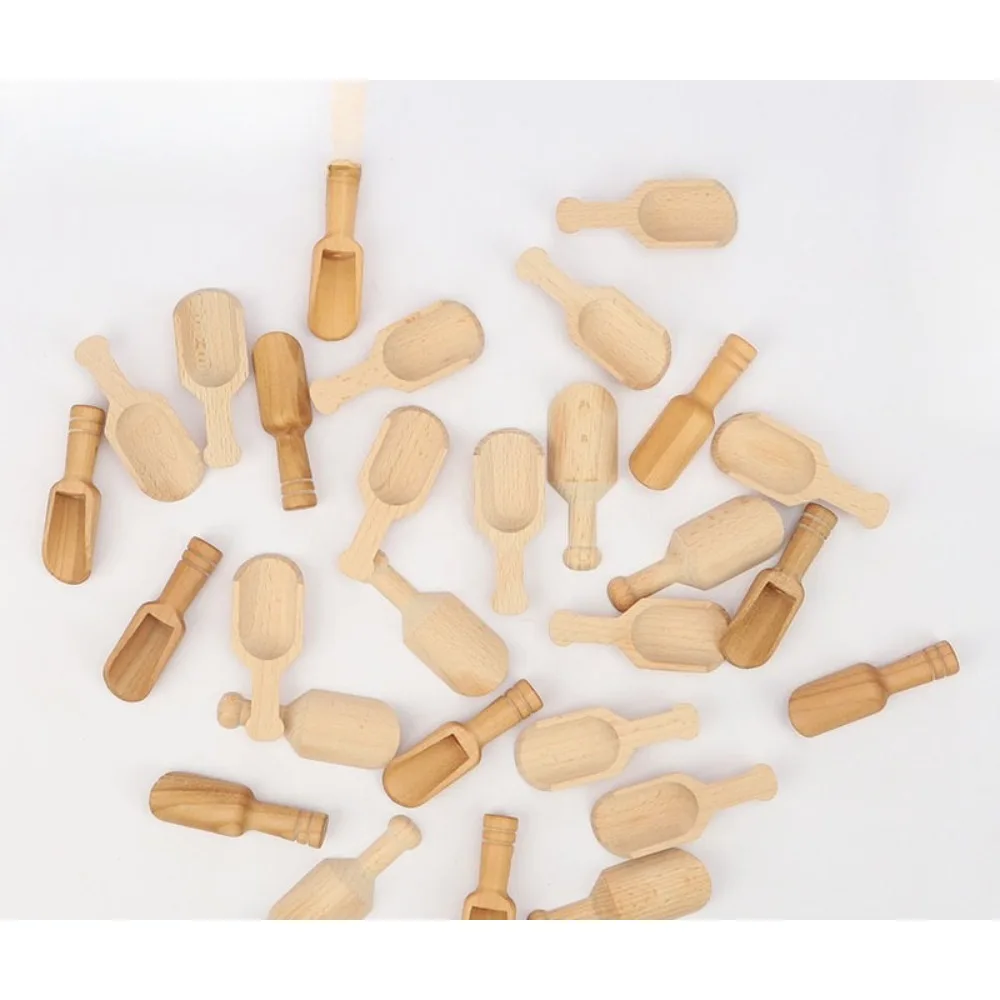 5 PCS Mini Wooden Spoons Small Bath Salt Scoop Natural Beech Wood Scoop Small Spice Spoons for Sugar Scrubs Cereal