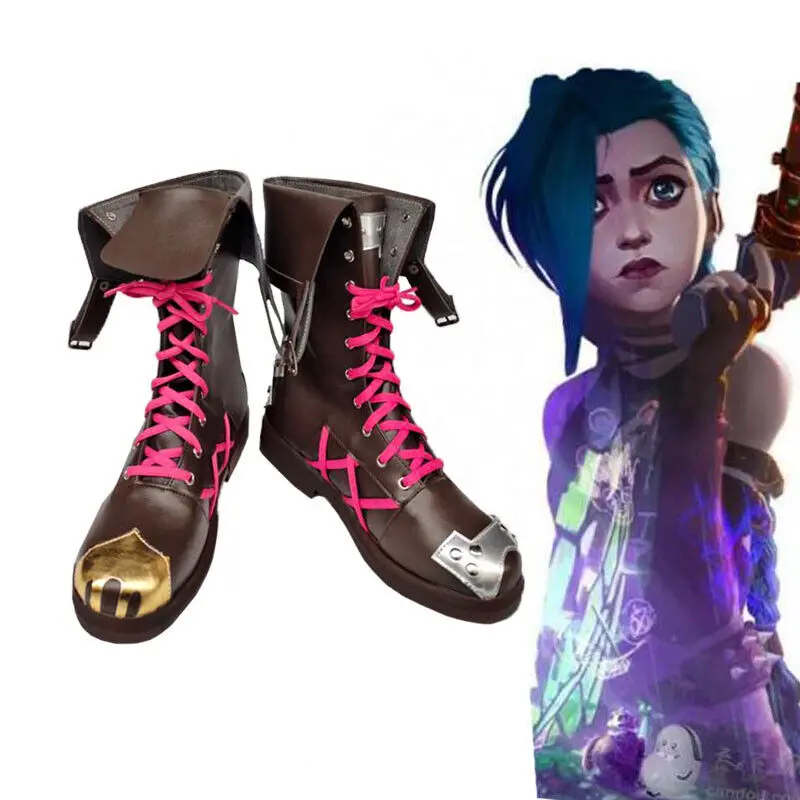 Game League of Legends Jinx Cosplay Shoes Boots LOL Stage Prop Halloween Party Costume Accessories Custom Made