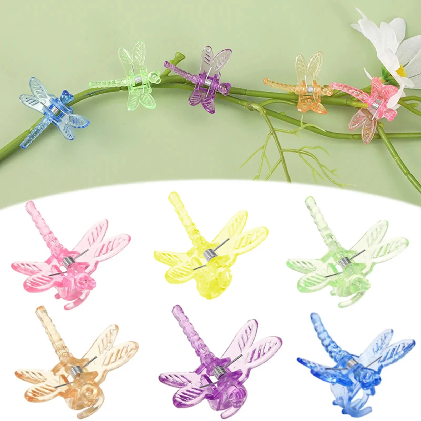 100pcs Plant Orchid Clips Transparent Color Garden Plant Dragonfly Clips Orchid Vine Securing Clip for Flower Vine Supporting