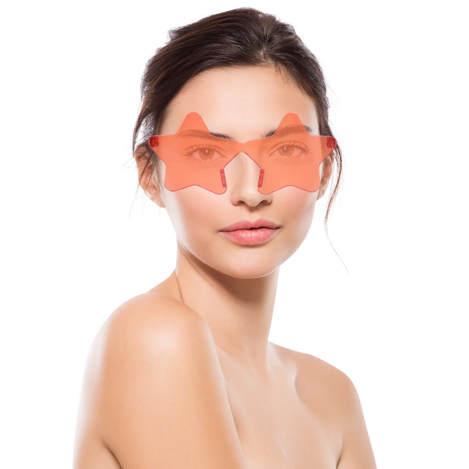 

2pcs Candy Color Sunglasses Star Shape Frameless Beach Party Favors Kids Cosplay Glasses Decorative For Summer Festival