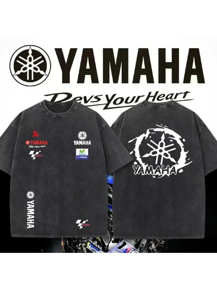 AliExpress YAMAHA Yamaha Motorcycle Factory Team Racing Clothes Summer Retro Washed Outdated Short Sleeves Cycling Clothes Short Sleeves