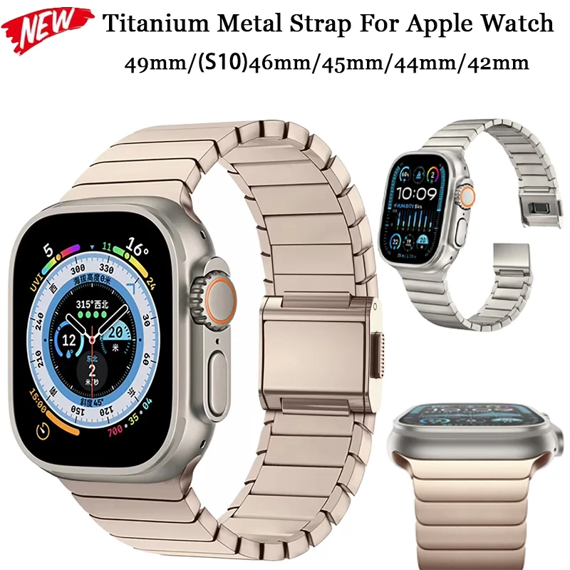 

Magnetic Button Titanium Metal Strap For Apple Watch Ultra 49mm 10/9/8/7 46mm 45mm Bracelet Wristband iWatch 6 5 SE 44mm Correa