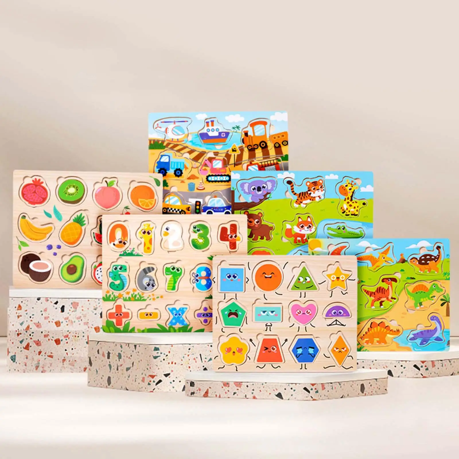 

Wooden Toddlers Puzzles, Animal Shape Puzzles Game, Animal Jigsaw Toy, Digital Board for 1 2 3 Years Old,