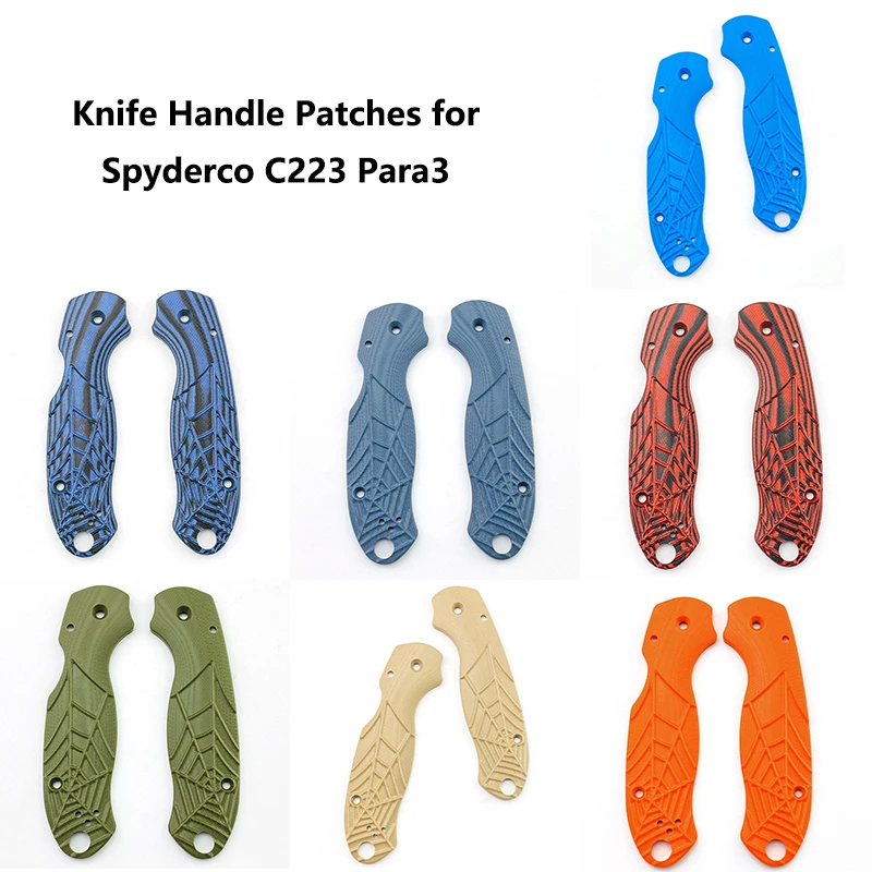 

7 Colors G10 Material Fold Knife Handle Grip Patches Scales for Spyderco Para3 C223 Paramilitary 3 Spider Web DIY Accessories