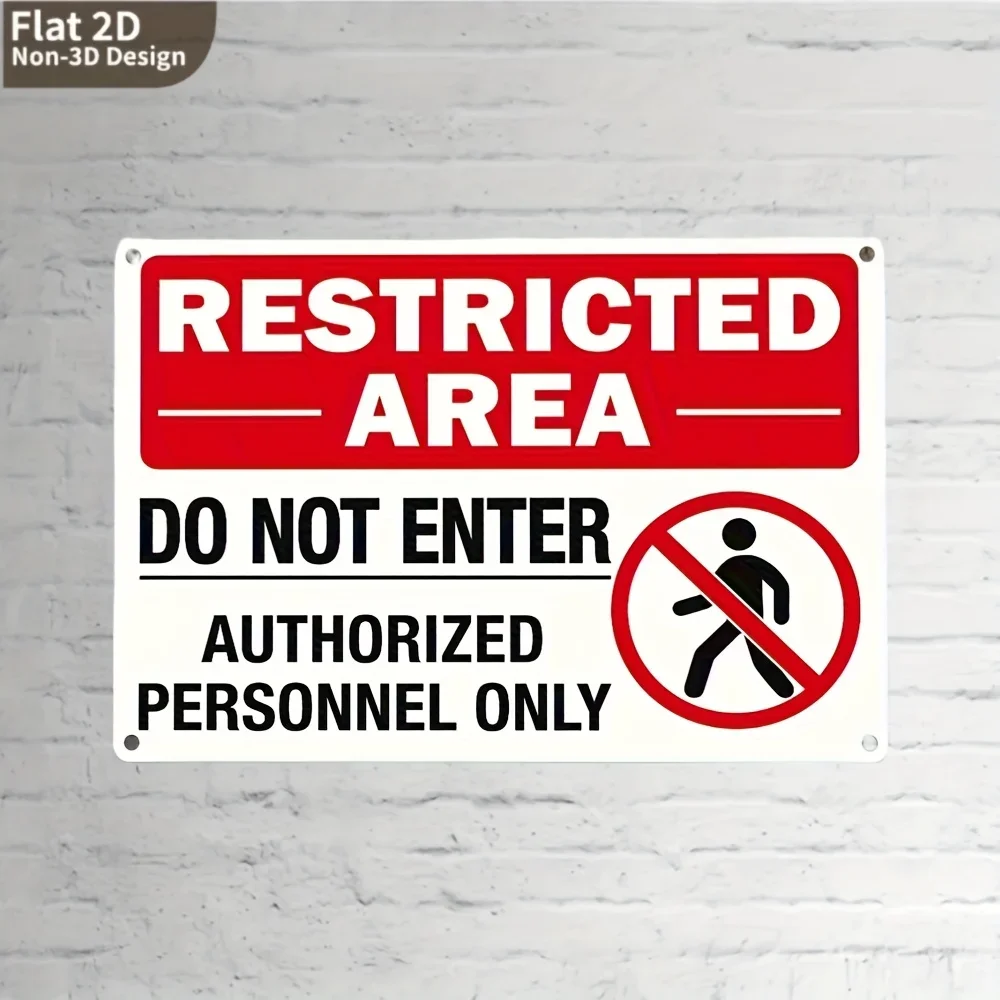 CIFBUY Restricted Area Do Not Enter Metal Tin Sign Warning Notice Wall Plaque For Warehouse Factory Yard Wall Decor
