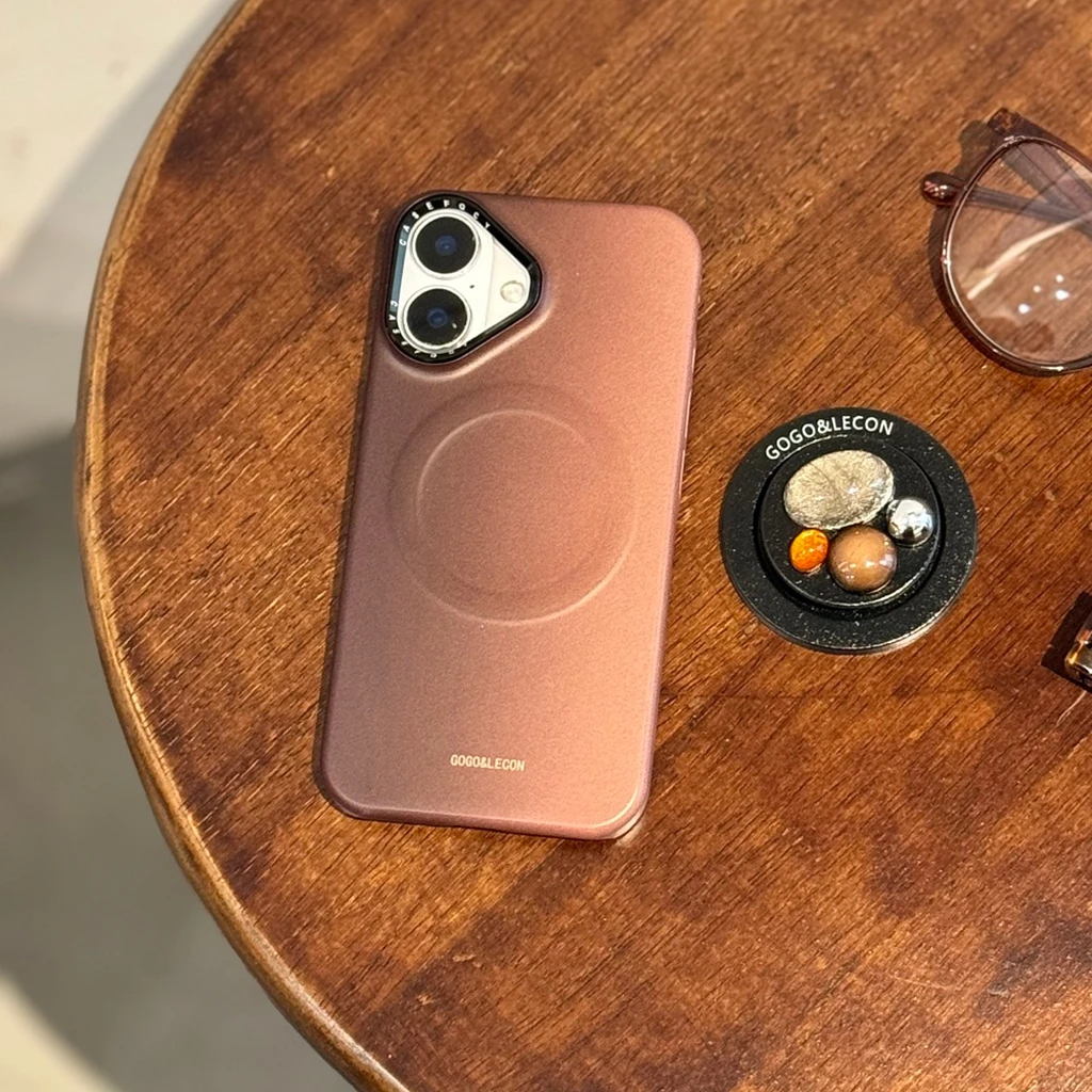 

Advanced Brown Gradient Gemstone With Holder Magnetic Wireless Charging Phone Cover Case for iPhone 17 16 15 14 Pro Max